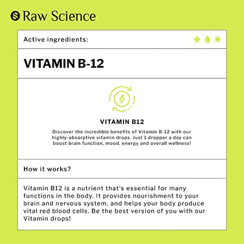 S RAW SCIENCE - Vitamina B12 Líquida Sublingual 5000mcg, Metil – Drops 30ml