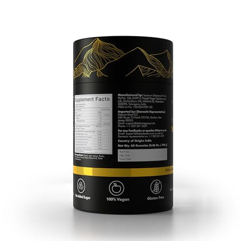 Gomas de Shilajit Puro do Himalaia | Embalagem Individual | Sem Açúcar Adicionado | KSM 66 Ashwagandha, Gokshura | Ácido Fúlvico, 85 Minerais Traços | Homens, Mulheres | Natural - Be Bodywise