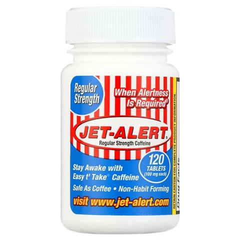 100 MG Cada Comprimido de Cafeína 120 Unidades – Pacote de 3 | Energizante de Marca - Jet-Alert