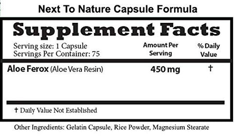 Next By Nature - Cápsulas Next to Nature: Auxílio Herbal para Regularidade, Suplemento Alimentar Puro de Aloe Vera, 75 Cápsulas