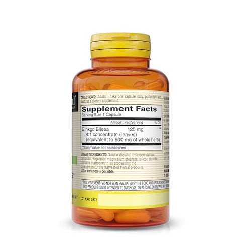 Ginkgo Biloba – Melhore a Alerta Mental, Suporte para Função Cerebral Ótima, Suplemento Herbal, 60 Cápsulas (Pacote com 3) - MASON NATURAL