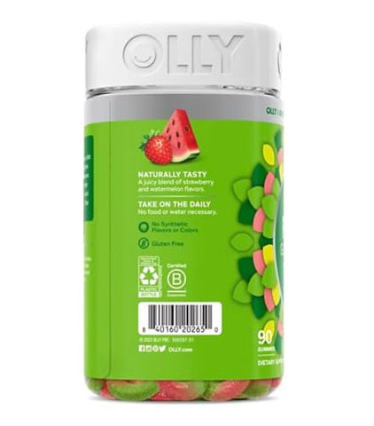 Fiber Gummy Rings – 5g de Fibra Prebiótica, FOS (Fruto-oligossacarídeos), Suporte Digestivo, Sabor Berry Melon - OLLY