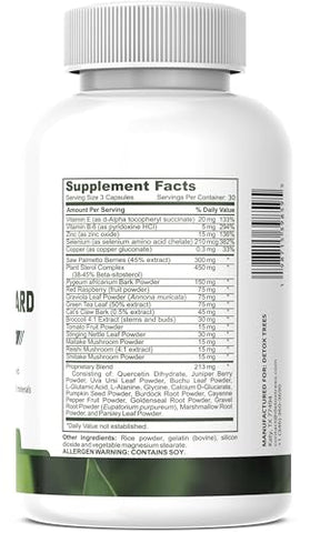 Detox Trees - ProstaGuard – Suplemento para a Próstata com Extrato de Saw Palmetto, Pygeum Africanum, Beta Sitosterol e Zinco para a Saúde da Próstata