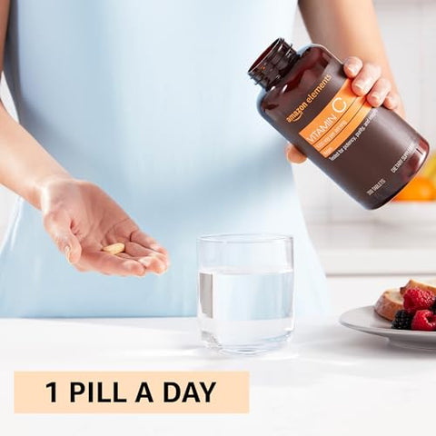 Vitamina C 1000mg, Suporte ao Sistema Imunológico Saudável, Vegano, 300 Comprimidos, Suprimento de 10 meses - Amazon Elements