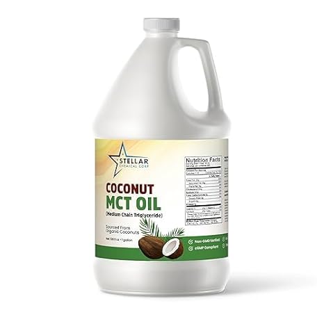 STELLAR CHEMICAL CORP - Óleo MCT ~ Óleo de Coco Fracionado ~ Combustível para o Cérebro e Corpo a partir de Coco (3,785 litros) ~ Stellar Chemical Corp