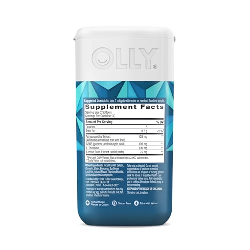 Ultra Strength Goodbye Stress Softgels – GABA, Ashwagandha, L-Theanine e Melissa, Alívio do Estresse – 60 Cápsulas - OLLY