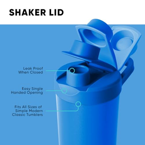 Garrafa Agitadora de Aço Inoxidável Simple Modern 24oz | Copo Isolado de Metal para Misturas de Proteína, Shakes e Pré-Treino | Coleção Rally | Azul Supersônico