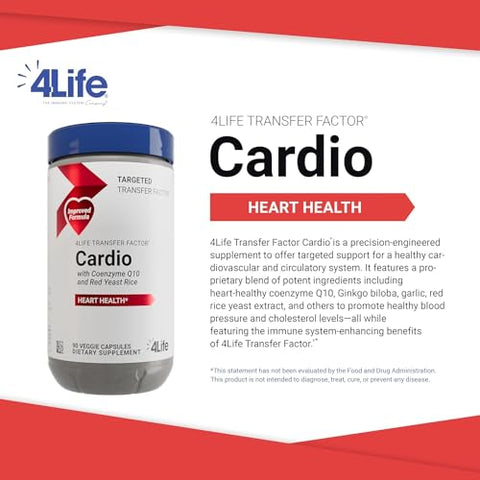 Transfer Factor Cardio – Suporte Sistêmico Direcionado com Ginkgo Biloba, Alho, Arroz de Levedura Vermelha e Resveratrol – 90 Cápsulas - 4Life