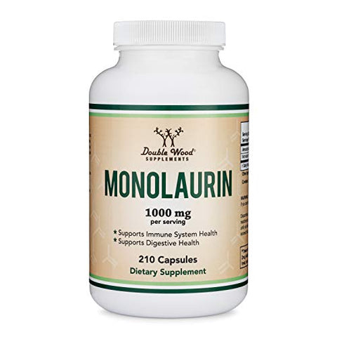 Double Wood Supplements - Monolaurin Double Wood – Suporte Imunológico 1.000mg por Porção, 210 Cápsulas (Vegano, Não-OGM, Sem Glúten) Reforço Imunológico para Adultos, Defesa do Sistema Imunológico