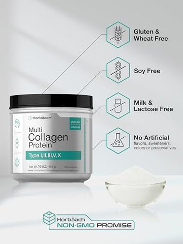 Pó de Proteína de Colágeno Multi 454g | Tipo I, II, III, V, X | Colágeno Hidrolisado em Pó | Keto - Horbäach