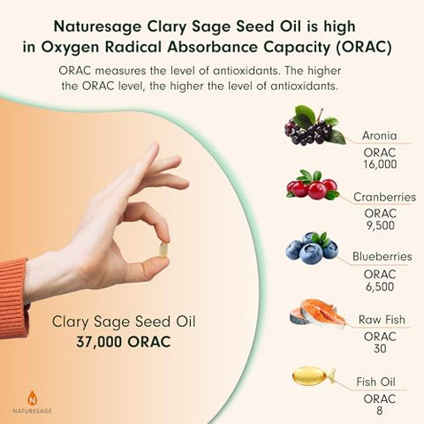 Naturesage - Cápsulas de Ômega 3 Vegano, Alternativa de Óleo de Peixe à Base de Plantas, 90 Cápsulas – Extraído a Frio de Semente de Salva Esclareia – Kosher – Suplemento de Ácido Graxo Ômega 3