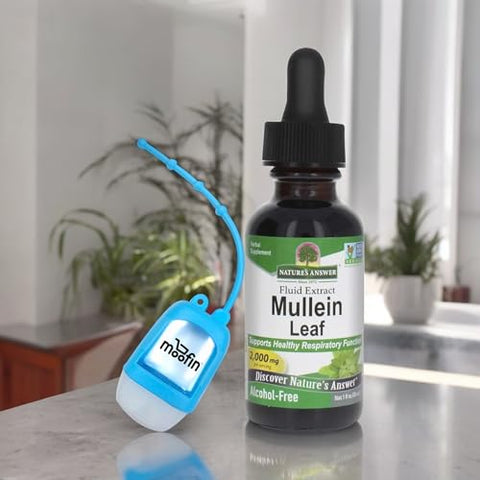 moofin - Extrato de Verbascum para Pulmões, 30 ml, Acompanhado de Dispensador de Álcool em Gel sem Álcool, Suplemento de Suporte Respiratório, Não-OGM