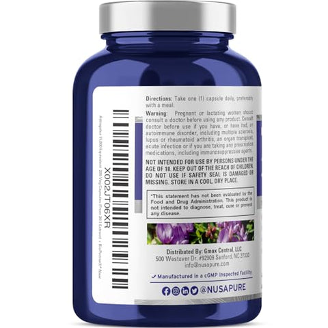 Astragalus 15,000mg por Cápsula 200 Cápsulas Vegetais (Vegetariano, Não-OGM, Vegano) – Comprar Agora! - NusaPure