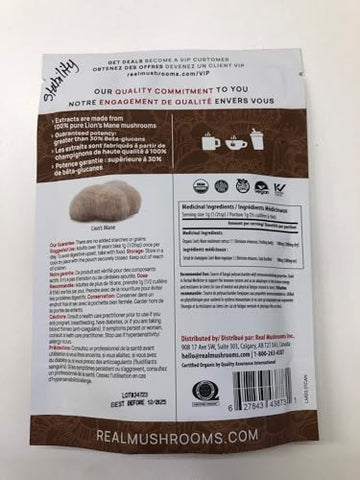 Real Mushrooms - Pó de Cogumelo do Leão – Extrato Orgânico de Cogumelo do Leão com Propriedades Imunomoduladoras | 100g