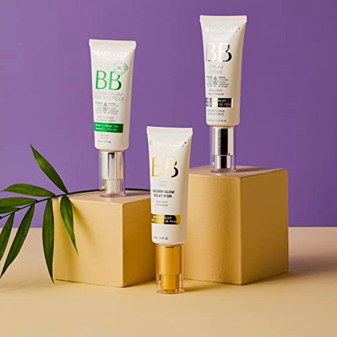 MARCELLE - Marcelle BB Cream Golden Glow – Hidratante com Cor, Iluminador, Bálsamo de Beleza, Não Comedogênico, Livre de Parabenos, Livre de Óleo, Hipoalergênico