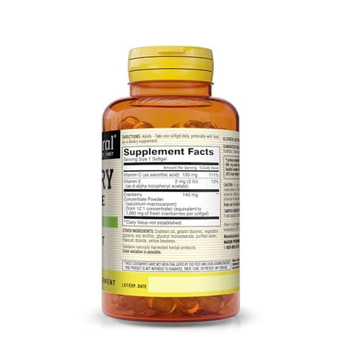 Concentrado de Cranberry 12:1 com Vitamina C e E – Suporte à Saúde Antioxidante e Imunológica, Manutenção de um Sistema Urinário Saudável, 90 Cápsulas (Pacote com 3) - MASON NATURAL