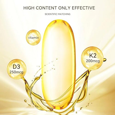 Generic - Vitamina D3 K2 Softgels, 300 Unidades, 10000 UI Vitamina D3, 200 mcg Vitamina K2, Sem OGM, Sem Glúten, Sem Soja, Ósseo