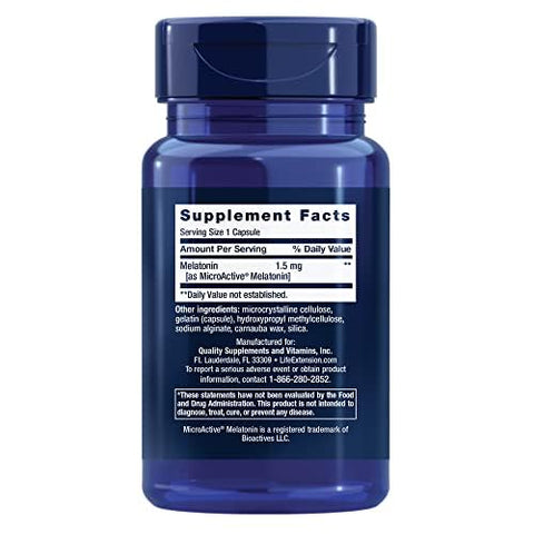 Melatonina IR/XR, 1,5 mg, Fórmula de Liberação Imediata e Prolongada para Suporte Ótimo do Sono, Ritmos Circadianos Saudáveis, Defesa Celular, Sem Glúten, Não-OGM, 2 X - Life Extension