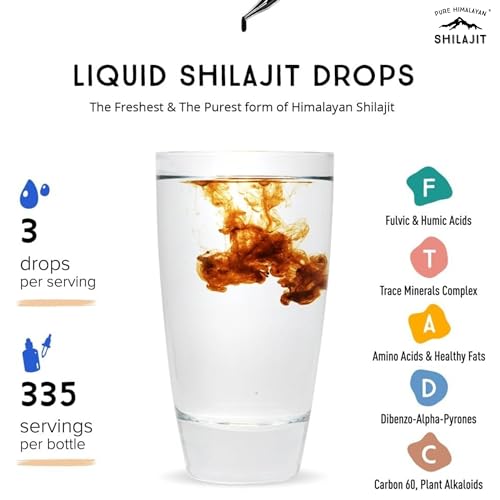 Gotas Líquidas – Suporte Imunológico, Energia, Desintoxicação, Anti-Envelhecimento e Bem-Estar – Minerais Traços Naturais - Pure Himalayan Shilajit
