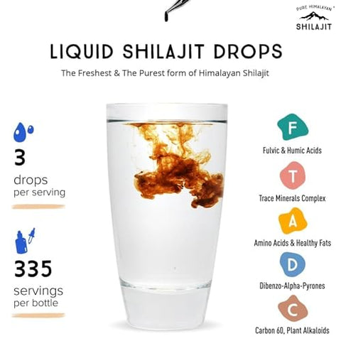 Gotas Líquidas – Suporte Imunológico, Energia, Desintoxicação, Anti-Envelhecimento e Bem-Estar – Minerais Traços Naturais - Pure Himalayan Shilajit