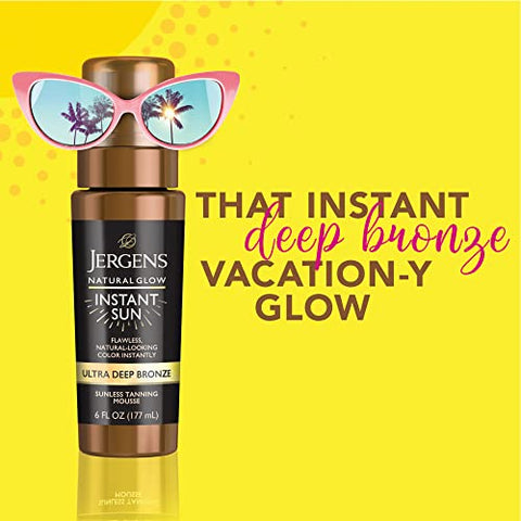 Jergens Natural Glow - Jergens Autobronzeador Natural Glow Instant Sun Mousse Autobronzeadora, Ultra Bronzeado Profundo, 177 ml, Pack com 2 unidades