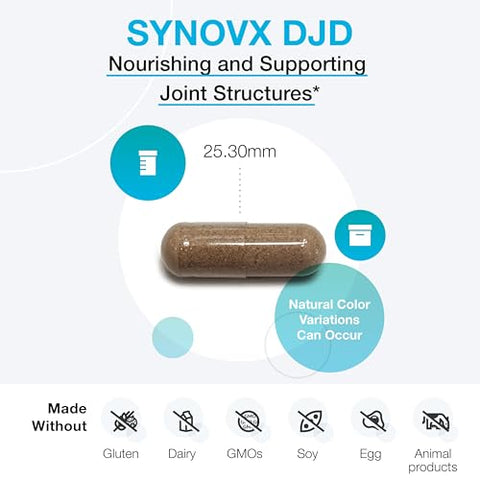 SynovX DJD – Mantém Articulações Saudáveis com MSM, Mexilhão de Lábios Verdes, Sulfato de Condroitina, Sulfato de Glucosamina, Ácido Hialurônico – Produto de Qualidade para Articulações - XYMOGEN