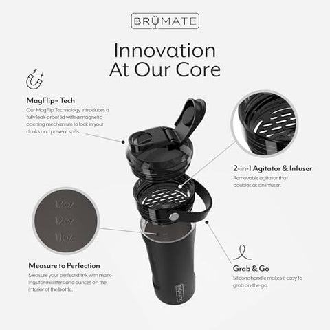MultiShaker Blender Garrafa Shaker | Garrafa de Aço Inoxidável Isolada à Prova de Vazamentos | Garrafa para Proteína e Pré-Treino na Academia | 26oz (Dark Aura) - BrüMate