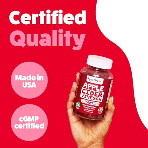 The Feel Great Vitamin Company - Feel Great Vitamin Co. Gomas de Vinagre de Maçã | Com a Mãe | Suporte Digestivo Antioxidante Natural para uma Absorção Nutricional Saudável