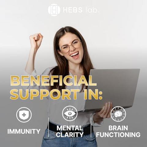 HEBS LAB. - Suplemento de Cogumelo do Leão – Extrato Orgânico de Cogumelo do Leão – Suplemento Cerebral de Ervas – Gotas Naturais de Cogumelo do Leão – Defesa Imunológica – Fabricado nos EUA – Suplemento de Memória para o Cérebro 4g