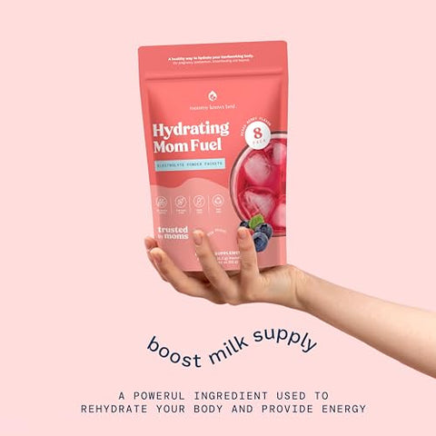 Suplemento Hidratante para Mamães – Mix de Bebida Eletrolítica, Suporte à Hidratação durante a Gravidez, Pré-natal, Minerais Traços Eletrolíticos, Mix de Bebida para Lactação (8 Unidades) - Mommy Knows Best