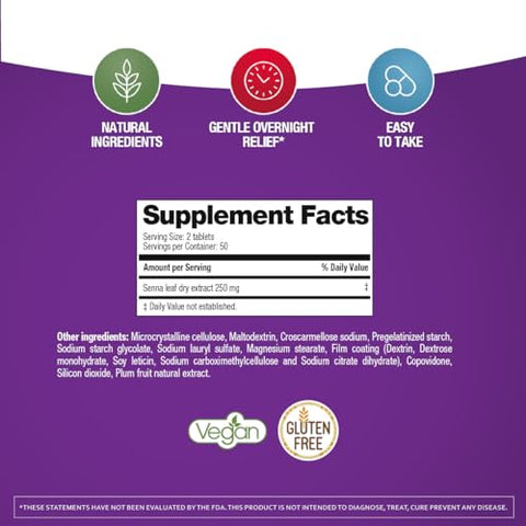 Ciruelax – Alívio Máximo para a Constipação Ocasional, Extrato de Sene Natural, Vegan – 60 Comprimidos - Prunelax