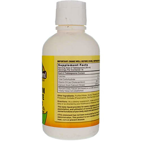 Nature's Blend - Nature’s Blend Cálcio Citrato com D3 Sabor Mirtilo Líquido 473 ml Cada (Pacote com 4)