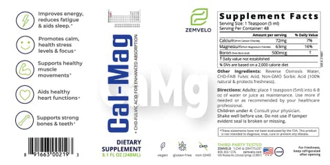 Zemvelo - Liquid Ionic Cal/Mag | Cálcio, Magnésio, Boro | Fortaleça seus ossos