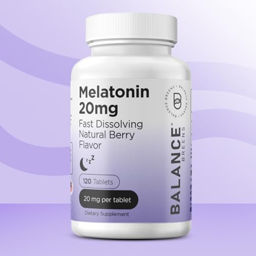 Balancebreens - Melatonina 20mg, 100% Livre de Medicamentos, 120 Comprimidos de Dissolução Rápida – Auxílio Natural para o Sono, Experimente Noites Serenas e Repousantes – Encontre Sua Calma, Abraçe o Relaxamento, Suporta um Sono Repousante e
