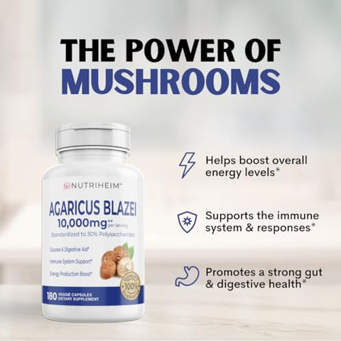 Nutriheim - Agaricus Blazei 10.000mg Extrato de Cogumelo Orgânico para Imunidade