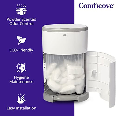 COMFICOVE - Refis Compatíveis com DEKOR PLUS Potes de Fraldas | 4 Unidades | Forro de Refil para Pote de Fraldas Extra Espesso | Fragrância Fresca | Fácil de Substituir e Descartar a Bolsa de Fraldas | Bebê sem Odor
