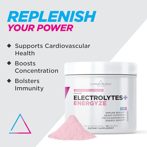 Livingood Daily - Livingood Pó Diário de Eletrólitos Sem Açúcar – Pó de Hidratação de Eletrólitos Keto com Vitamina C, Taurina, D-Ribose | 100g