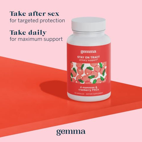 Stay On Tract – Suporte para o Trato Urinário Feminino – 36mg de PACs de Cranberry e 1.000mg de D-Manose – 60 Cápsulas (Embalagem de 1) - Gemma