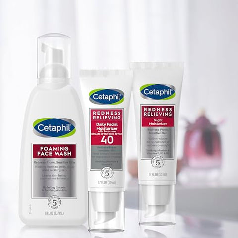 Cetaphil - CETAPHIL Hidratante Facial Diário com FPS 40, 50 ml, Protetor Solar de Amplo Espectro, Tonalidade Neutra, para Pele com Vermelhidão