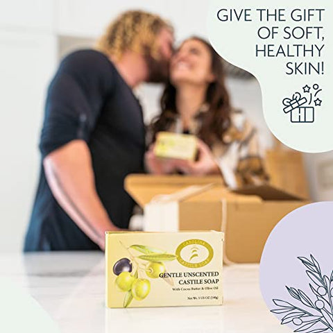 Carolina Castile Soap - Sabonete Vegano de Castela Carolina – 6 Barras de Sabonete Natural para Homens, Mulheres e Crianças – Suave e Hidratante com Manteiga de Cacau Orgânica – 100g cada