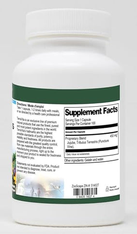 Terravita - Fórmula de Jujuba e Tribulus Terrestris – 450 mg (100 Cápsulas) – 3 Pacotes