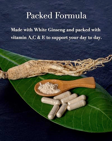 Cápsula de Ginseng Coreano (500 mg*50 Cápsulas, 25 Porções) – 250mg de Pó de Raiz de Panax Coreano Puro 100%%. Ginsenosídeo 10 mg por Porção - ILHWA