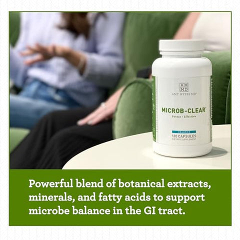 Microb-Clear – Suplemento para Saúde Intestinal – Equilíbrio Saudável no Intestino – Reduz Leaky Gut, SIBO, Inchaço, Constipação – Magnésio, Berberina, Ácido Caprílico – 60 cápsulas - Amy Myers MD