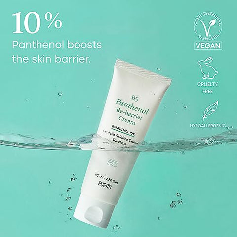 B5 Creme Re-barreira de Panthenol 80ml, Hidratante Rico com 10% de Panthenol para Fortalecer a Barreira da Pele, Sem Silicones, Sem PEG, Sem Óleos Essenciais - PURITO