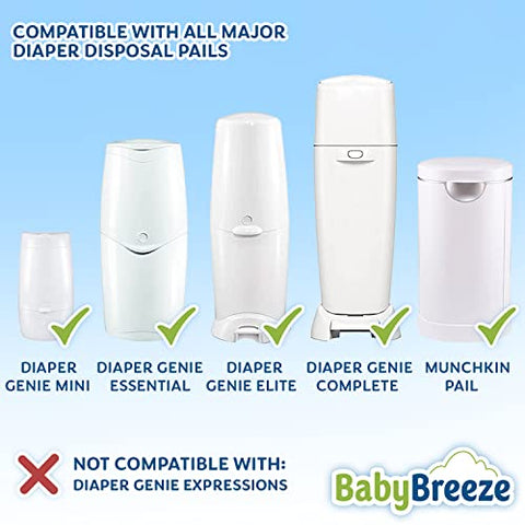 Bolsas de Reposição BabyBreeze para Lixeiras de Fraldas Playtex Diaper Genie – Absorção de Odores – 1400 Unidades (5 Pacotes)