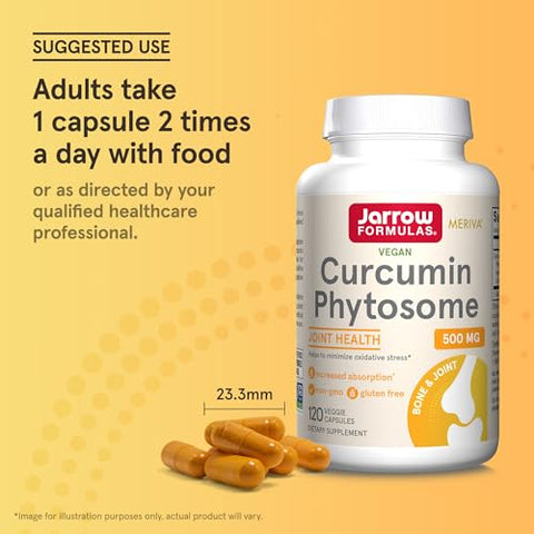 Curcumin Phytosome 500 mg – 120 Cápsulas Vegetais – Fórmula com Meriva – Suporte Antioxidante para Saúde das Articulações - Jarrow Formulas