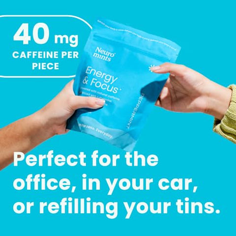Energy Mints (180 Unidades) – Sem Açúcar com L-teanina, Cafeína Natural e Vitamina B12 - NeuroGum
