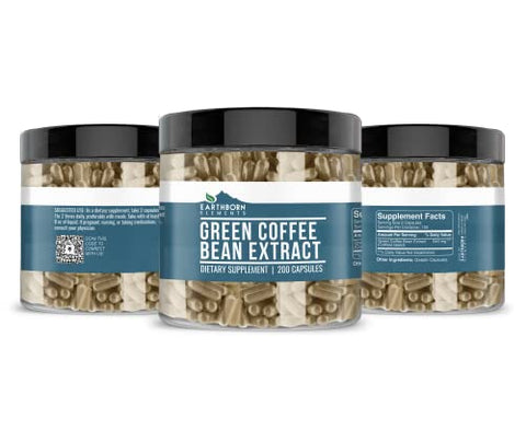 Extrato de Café Verde Earthborn Elements 200 Cápsulas, Puro – 100% Natural e Potente