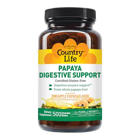 Enzimas de Mamão Mastigáveis para Suporte à Digestão – Abacaxi Natural | 60 comprimidos - Country Life
