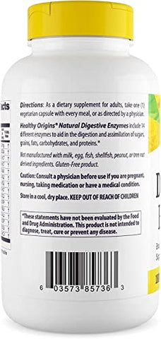 Enzimas Digestivas Healthy Origins (NEC) Amplo Espectro – com Protease, Amilase | 60 cápsulas